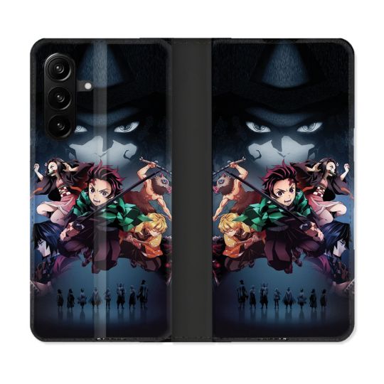 Housse Cuir Portefeuille Pour Samsung Galaxy A27 5G Manga Demon Slayer Noir