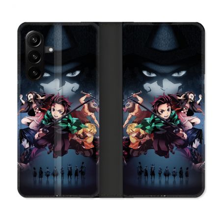 Housse Cuir Portefeuille Pour Samsung Galaxy A27 5G Manga Demon Slayer Noir