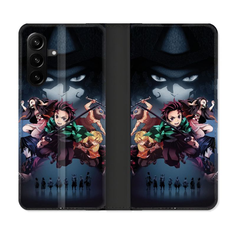 Housse Cuir Portefeuille Pour Samsung Galaxy A27 5G Manga Demon Slayer Noir