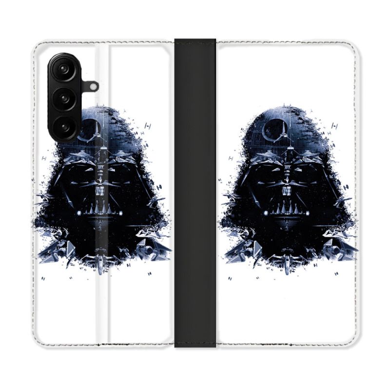 Housse Cuir Portefeuille Pour Samsung Galaxy A37 5G Star Wars - Dark Vador Blanc