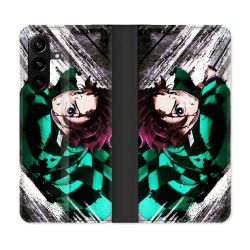 Housse Cuir Portefeuille Pour Samsung Galaxy A27 5G Manga Demon Slayer Tanjiro