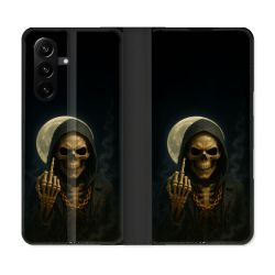 Housse Cuir Portefeuille Pour Samsung Galaxy A37 5G Tete de Mort Doigt 2026