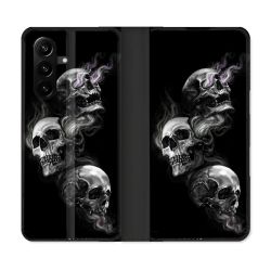 Housse Cuir Portefeuille Pour Samsung Galaxy A37 5G Tete de Mort Triple