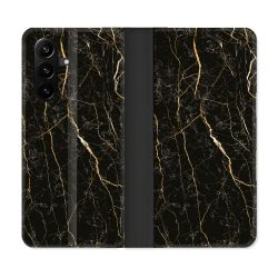 Housse Cuir Portefeuille Pour Samsung Galaxy A37 5G Texture Marbre Noir