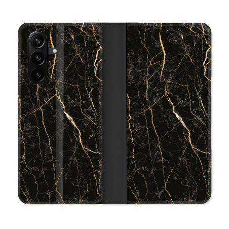 Housse Cuir Portefeuille Pour Samsung Galaxy A37 5G Texture Marbre Noir