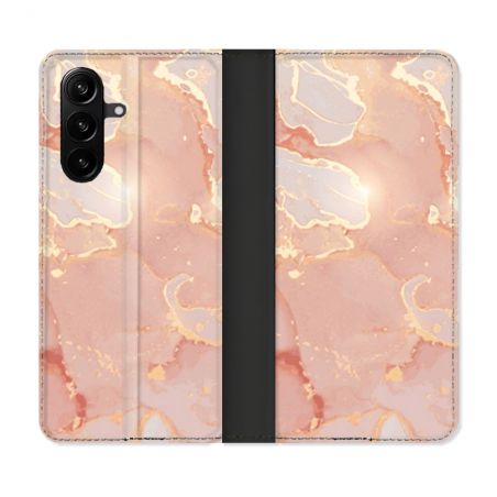 Housse Cuir Portefeuille Pour Samsung Galaxy A37 5G Texture Marbre Rose