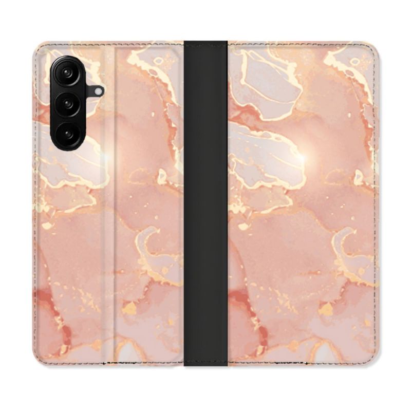 Housse Cuir Portefeuille Pour Samsung Galaxy A37 5G Texture Marbre Rose