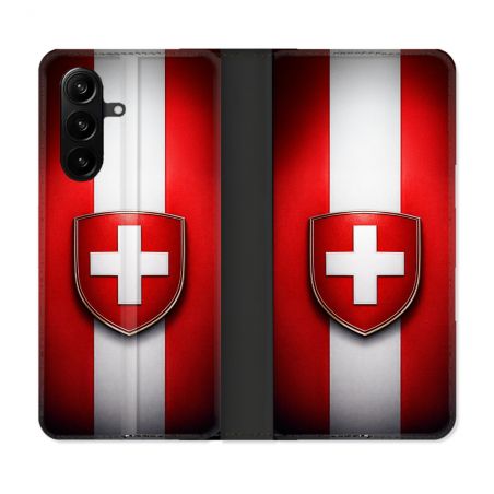 Housse Cuir Portefeuille Pour Samsung Galaxy A37 5G Voyage Drapeau Suisse