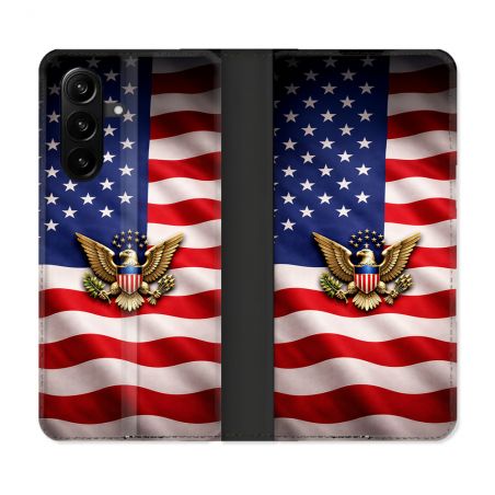 Housse Cuir Portefeuille Pour Samsung Galaxy A37 5G Voyage Drapeau USA Etats Unis
