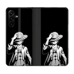 Housse Cuir Portefeuille Pour Samsung Galaxy A27 5G Manga One Piece Luffy Noir