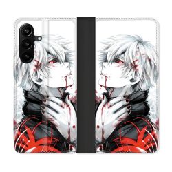 Housse Cuir Portefeuille Pour Samsung Galaxy A27 5G Manga Tokyo Ghoul Kaneki Blanc