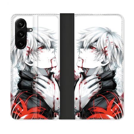 Housse Cuir Portefeuille Pour Samsung Galaxy A27 5G Manga Tokyo Ghoul Kaneki Blanc