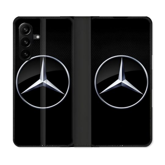 Housse Cuir Portefeuille Pour Samsung Galaxy A27 5G Mercedes Carbone