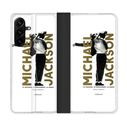 Housse Cuir Portefeuille Pour Samsung Galaxy A27 5G Michael Jackson Blanc