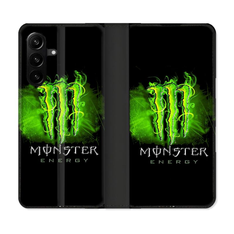 Housse Cuir Portefeuille Pour Samsung Galaxy A27 5G Monster Energy Vert
