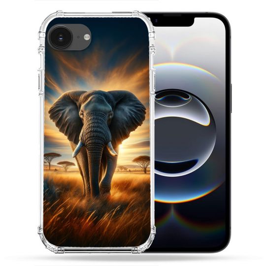 Coque Magnétique Compatible Magsafe Pour Iphone 16e Animal Elephant Savane