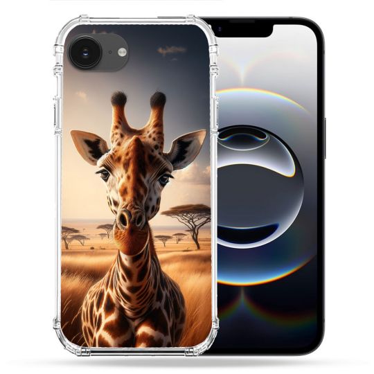 Coque Magnétique Compatible Magsafe Pour Iphone 16e Animal Girafe Savane