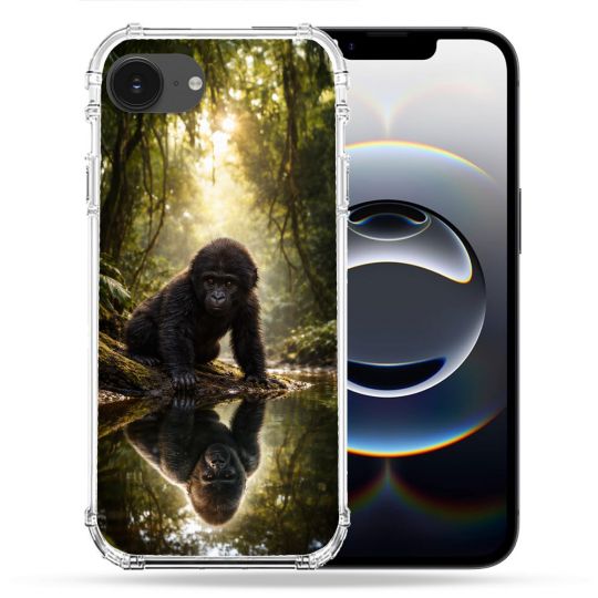Coque Magnétique Compatible Magsafe Pour Iphone 16e Animal Gorille Reflet