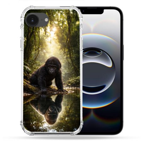 Coque Magnétique Compatible Magsafe Pour Iphone 16e Animal Gorille Reflet