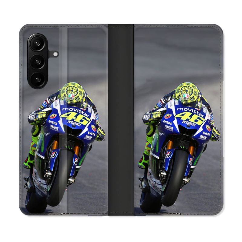 Housse Cuir Portefeuille Pour Samsung Galaxy A27 5G Moto Course GP Wheeling 46