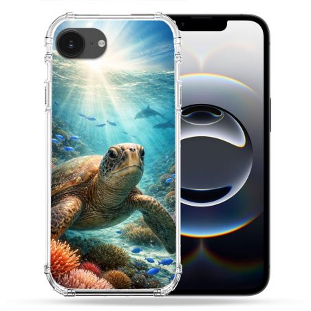 Coque Magnétique Compatible Magsafe Pour Iphone 16e Animal Tortue Marine