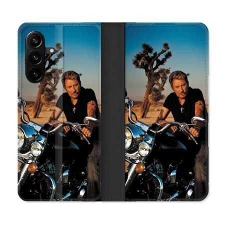 Housse Cuir Portefeuille Pour Samsung Galaxy A27 5G Musique Johnny Hallyday Moto