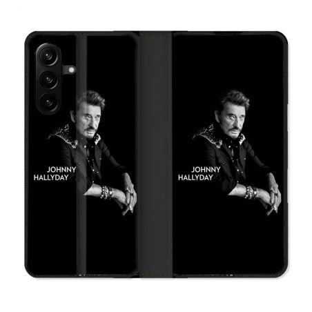 Housse Cuir Portefeuille Pour Samsung Galaxy A27 5G Musique Johnny Hallyday Noir
