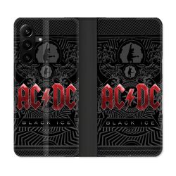 Housse Cuir Portefeuille Pour Samsung Galaxy A27 5G Musique Rock ACDC Rouge