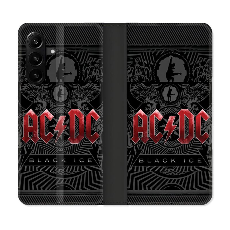 Housse Cuir Portefeuille Pour Samsung Galaxy A27 5G Musique Rock ACDC Rouge