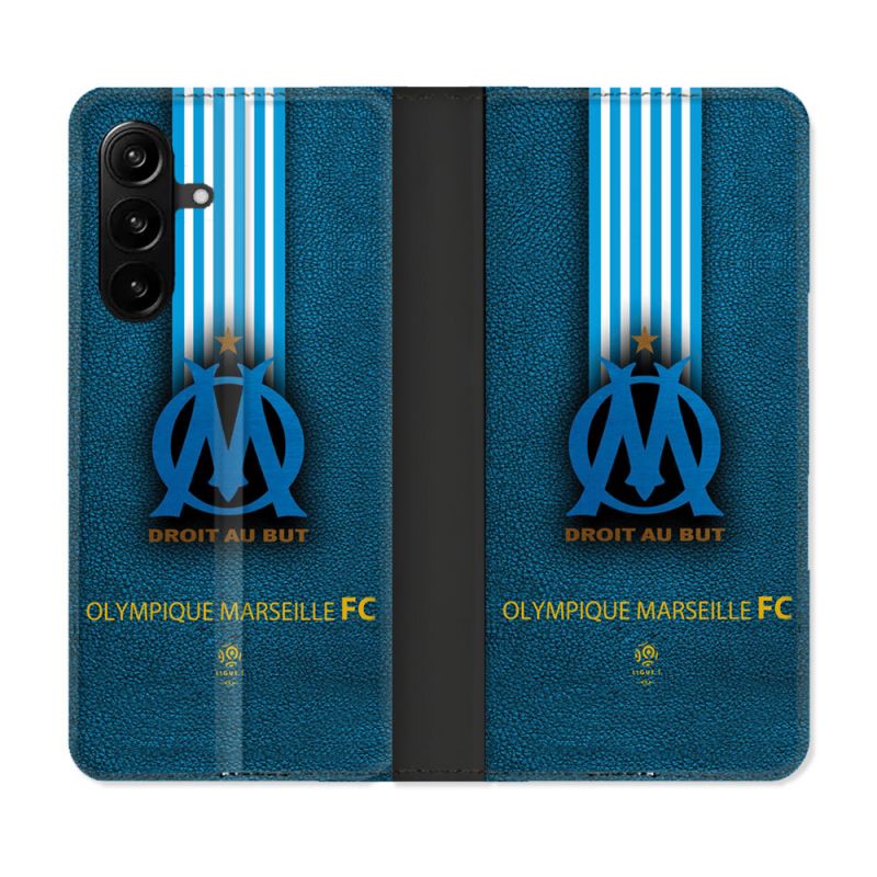 Housse Cuir Portefeuille Pour Samsung Galaxy A27 5G Olympique Marseille OM Bande