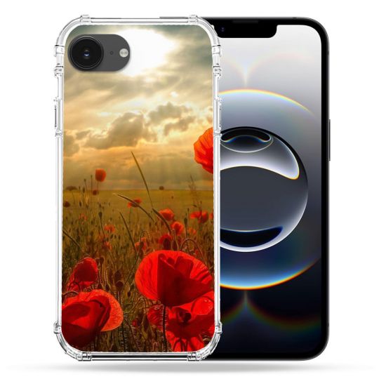 Coque Magnétique Compatible Magsafe Pour Iphone 16e Fleur Coquelicot