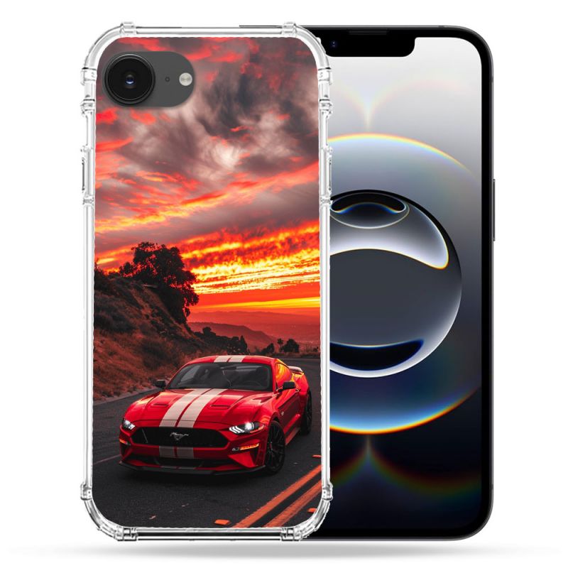 Coque Magnétique Compatible Magsafe Pour Iphone 16e Ford Mustang GT500 Rouge