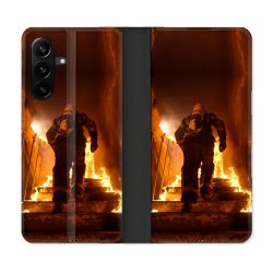 Housse Cuir Portefeuille Pour Samsung Galaxy A27 5G Pompier Escalier