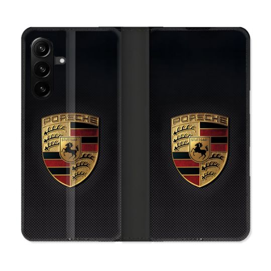 Housse Cuir Portefeuille Pour Samsung Galaxy A27 5G Porsche Carbone