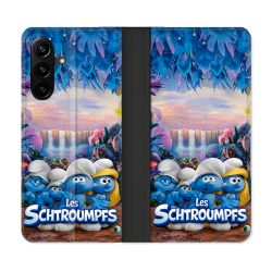 Housse Cuir Portefeuille Pour Samsung Galaxy A27 5G Schtroumpfs Forêt