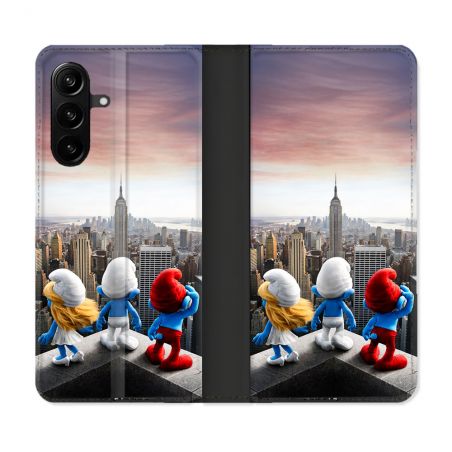 Housse Cuir Portefeuille Pour Samsung Galaxy A27 5G Schtroumpfs New York