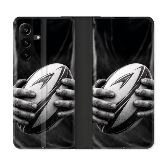 Housse Cuir Portefeuille Pour Samsung Galaxy A27 5G Sport Rugby Ballon Moderne