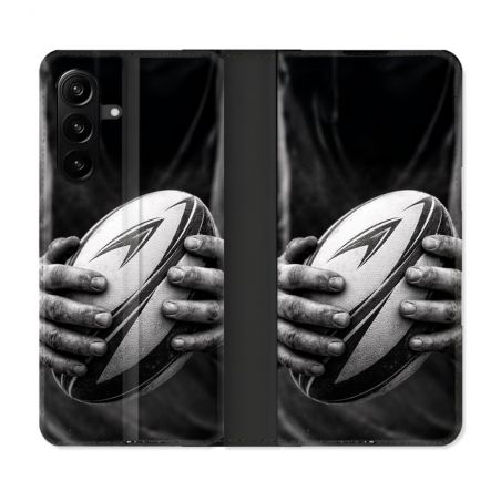 Housse Cuir Portefeuille Pour Samsung Galaxy A27 5G Sport Rugby Ballon Moderne