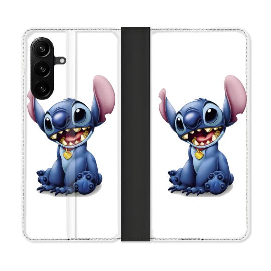 Housse Cuir Portefeuille Pour Samsung Galaxy A27 5G Stitch Blanc