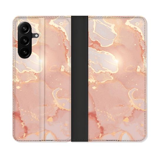 Housse Cuir Portefeuille Pour Samsung Galaxy A27 5G Texture Marbre Rose