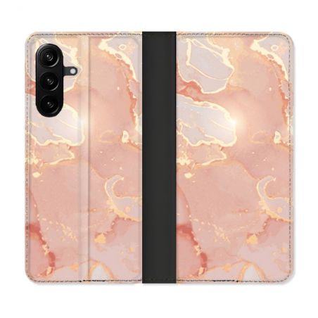 Housse Cuir Portefeuille Pour Samsung Galaxy A27 5G Texture Marbre Rose