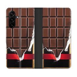 Housse Cuir Portefeuille Pour Samsung Galaxy A27 5G Texture Trompe Oeil Chocolat