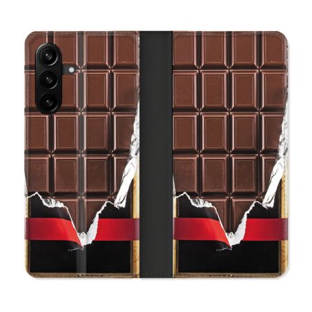 Housse Cuir Portefeuille Pour Samsung Galaxy A27 5G Texture Trompe Oeil Chocolat