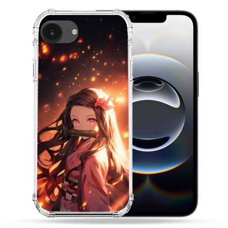 Coque Magnétique Compatible Magsafe Pour Iphone 16e Manga Demon Slayer Nezuko Rose