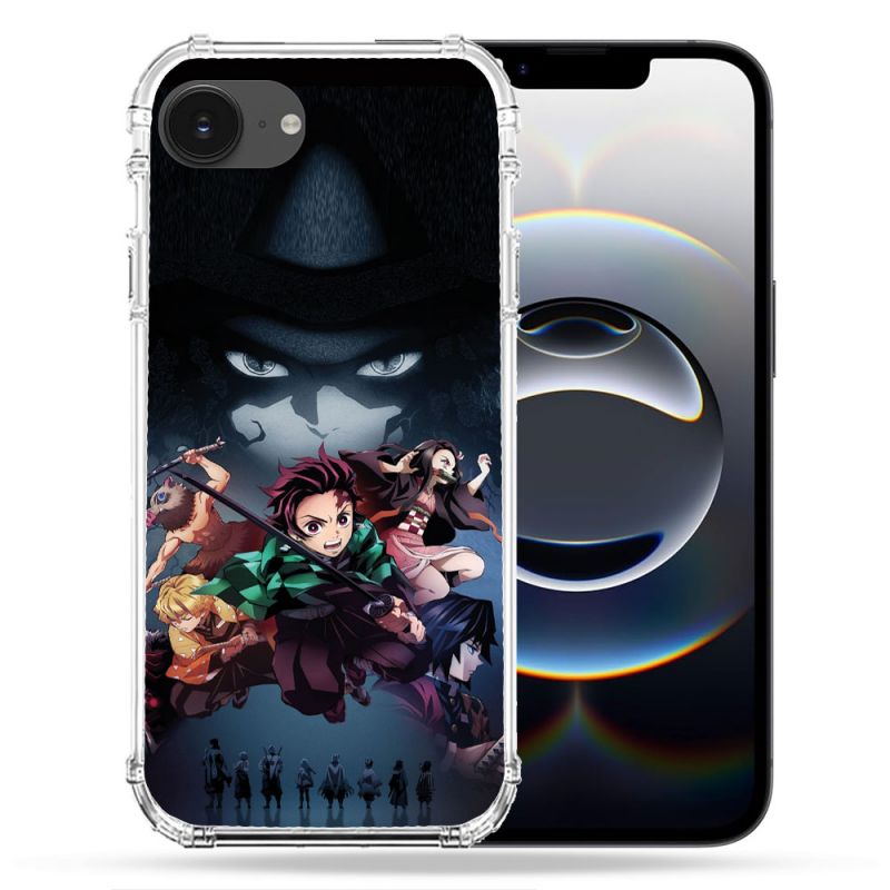 Coque Magnétique Compatible Magsafe Pour Iphone 16e Manga Demon Slayer Noir