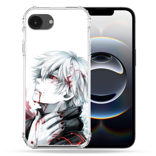 Coque Magnétique Compatible Magsafe Pour Iphone 16e Manga Tokyo Ghoul Kaneki Blanc