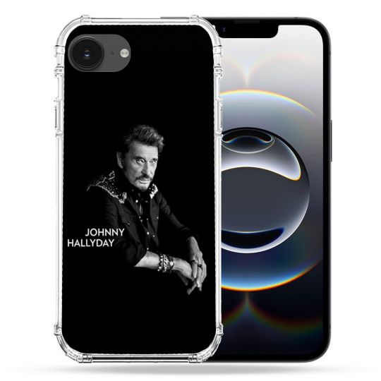 Coque Magnétique Compatible Magsafe Pour Iphone 16e Musique Johnny Hallyday Noir