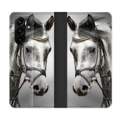 Housse Cuir Portefeuille Pour Samsung Galaxy A57 5G Animal Cheval Blanc