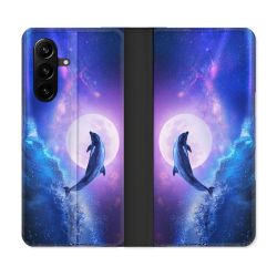 Housse Cuir Portefeuille Pour Samsung Galaxy A57 5G Animal Dauphin Vague