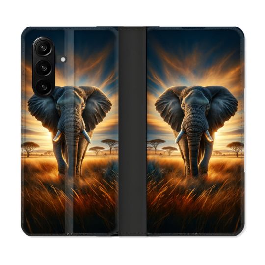 Housse Cuir Portefeuille Pour Samsung Galaxy A57 5G Animal Elephant Savane